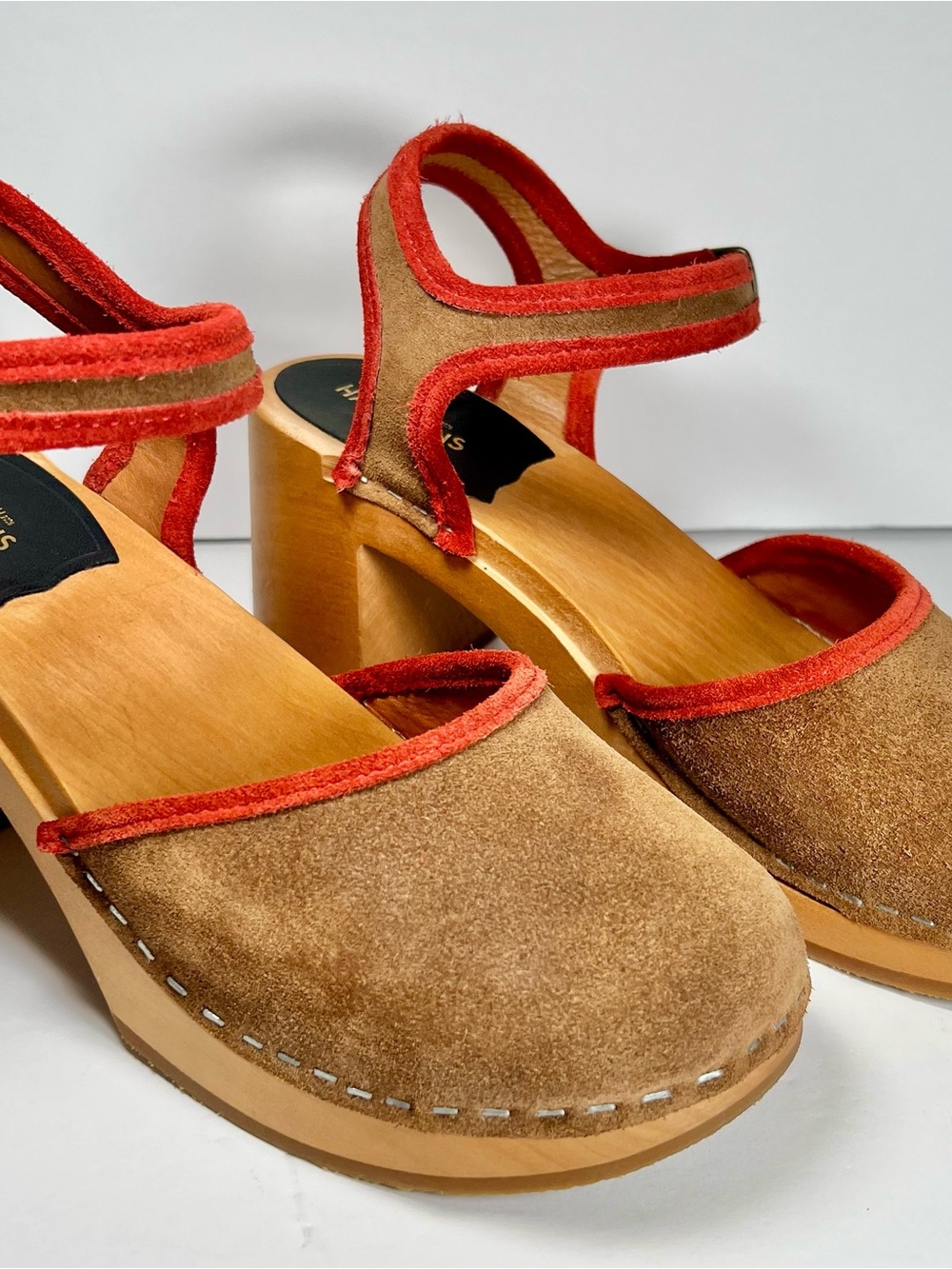 Swedish Hasbeens Piping Suede Clog Sandals EU 39 - Picture 16 of 16